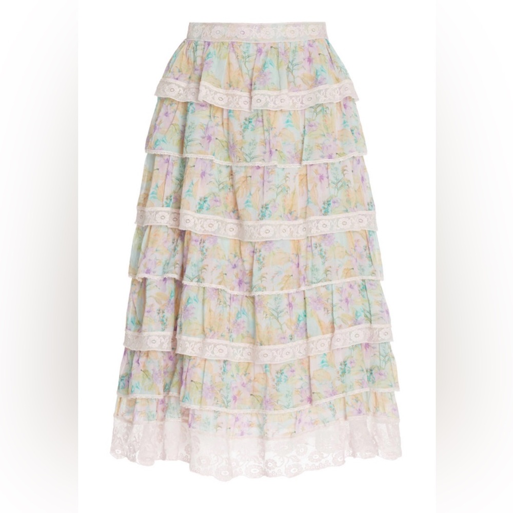 LOVESHACKFANCY Borneo  Tiered Maxi Skirt Size 6